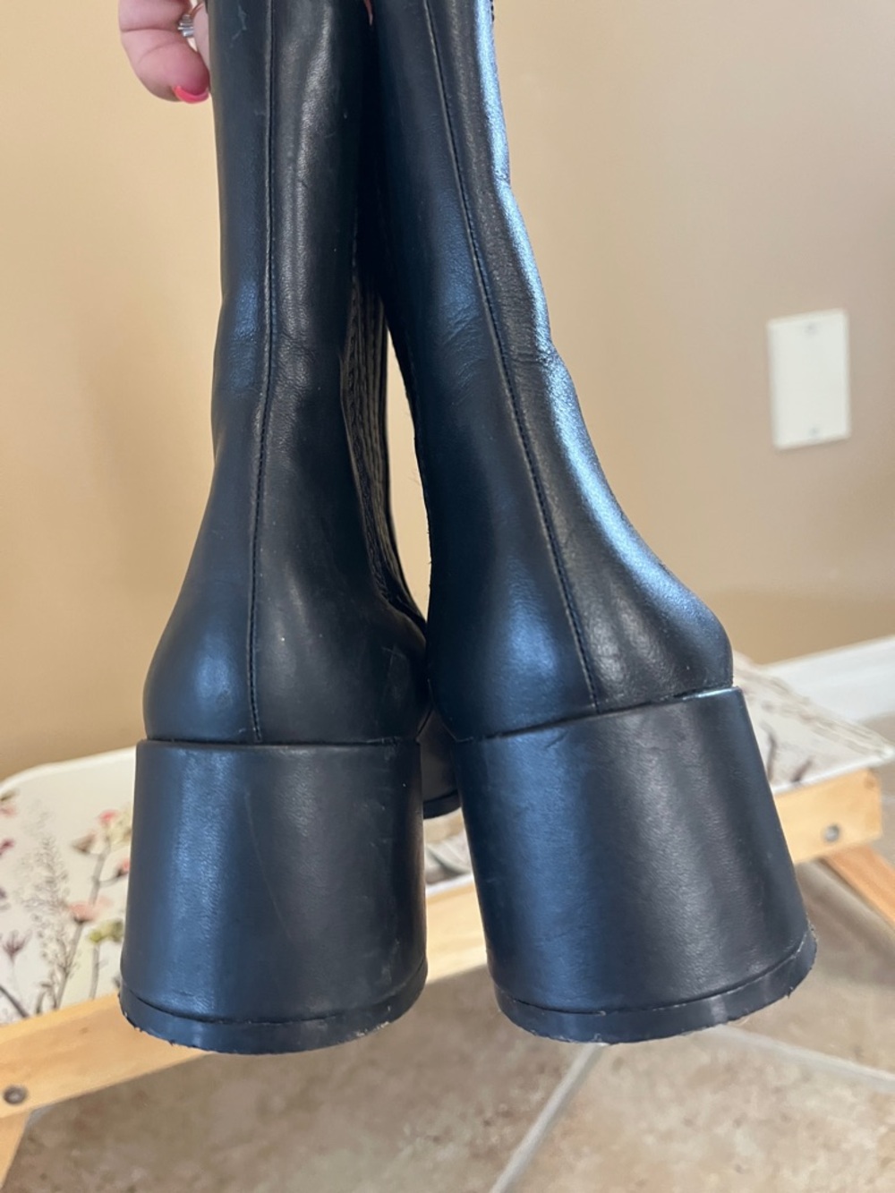 Zara Black Ankle Boots Pointed Toe Block Heel Chelsea Style Size 38 - Picture 12 of 15